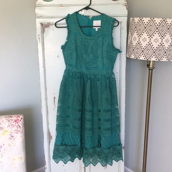 Anthropologie Geode teal lace dress - Picture 1 of 7